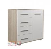 Kumode FRIDA 01 mini 1D4S, sonoma/balts, AKCIJA